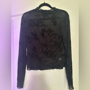 Dressed in LALA Black Sheer Dragon Blouse